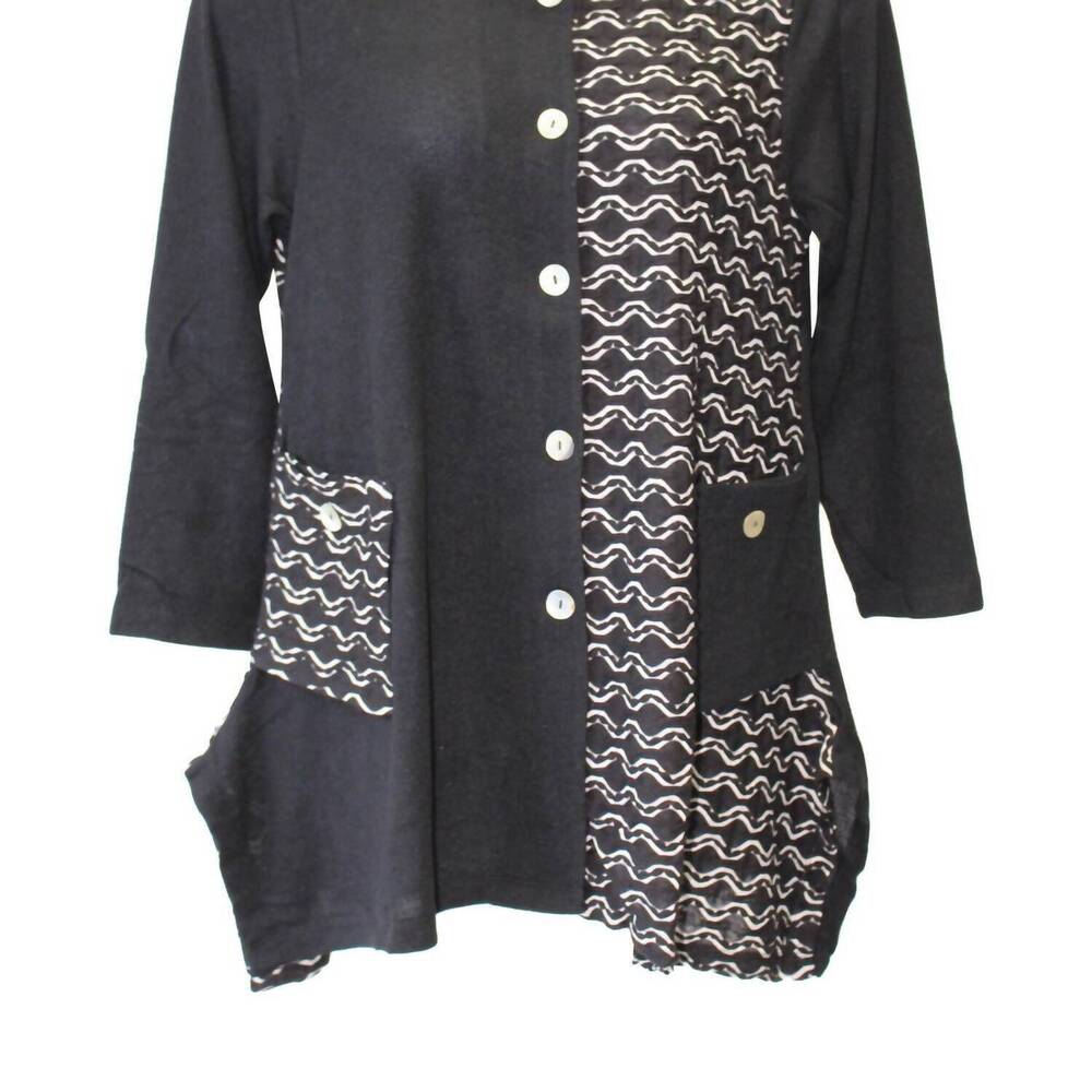 NEW ARIS A. women's mandarin knit jacket - plus in black & white